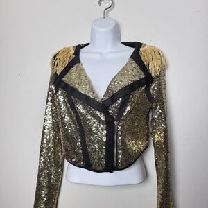 Privy Gold and Black Sequin Blazer